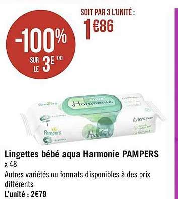 Promo Lingettes Bébé Aqua Harmonie Pampers chez Géant