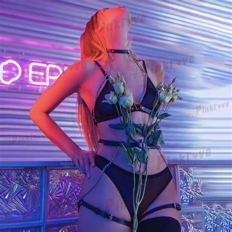 Punk Harness Lingerie Wedding Stocking Garter Bandage Bra With Chain Suspenders Shirt Accessory