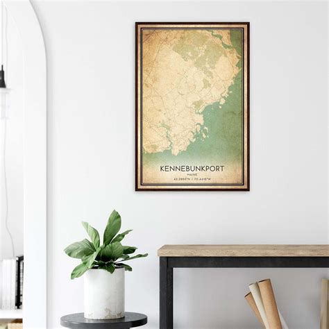 Vintage Kennebunkport Maine Map Poster, Kennebunkport ME City Road Wall