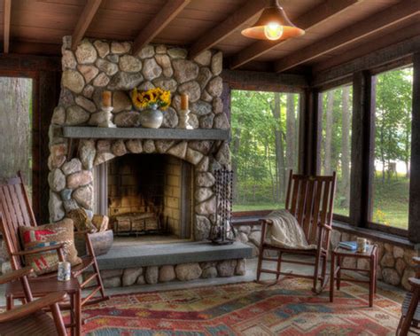 Screened Porch Fireplace | Houzz