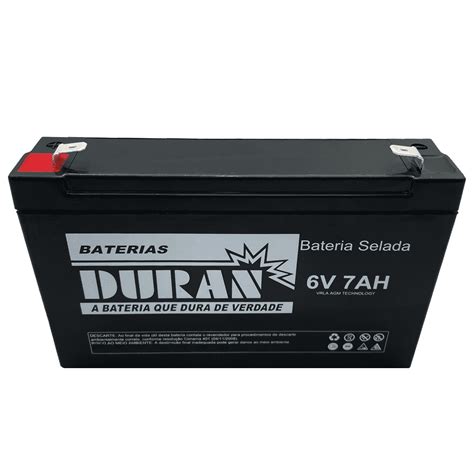 Kit 2 Baterias Estacionárias Duran 7ah 6v VRLA AGM Carrinho Elétrico