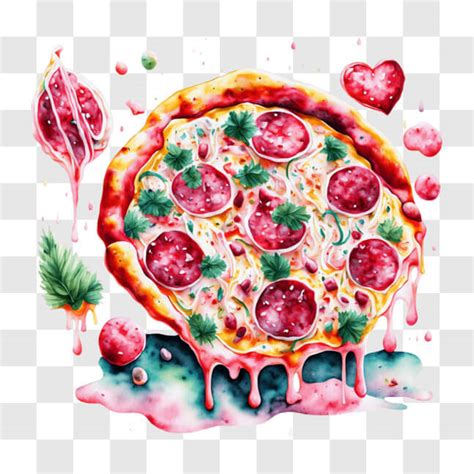 Descarga Pizza Colorida Con Pepperoni Champi Ones Y Tomates Png En