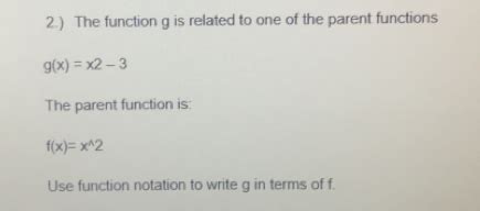 Solved The Function G Is Related To One Of The Parent Functions G