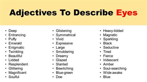 Adjectives To Describe Eyes Grammarvocab