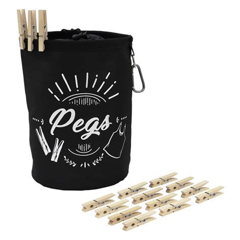 204 Wooden Pegs And Large Peg Bag Jvl Homeware Solutions