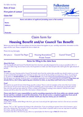 Fillable Online Shepway Gov Housing And Council Tax Benefit Application