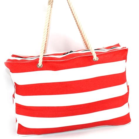 Wholesale Large Blue White Striped Beach Bag Big Oversized Cotton Canvas Shoulder Beach Tote Bag