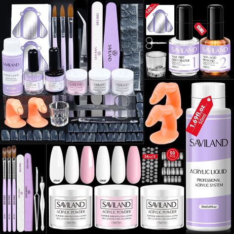 Saviland Acrylic Nail Kit 3 Colors Acrylic Powder And Liquid Set With