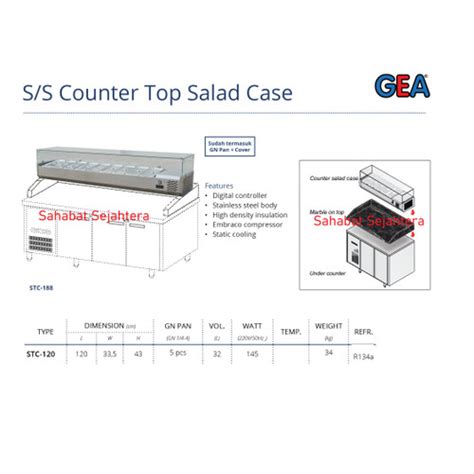 Jual S S Counter Top Salad Case Gea Stc Showcase Pemajang Salad