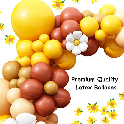 Pcs Yellow Balloon Arch Daisy Balloons Yellow Nude Brown Balloon Garland Kit With Daisy