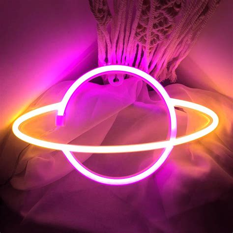 Pink Planet LED Neon Sign Perfect For Any Bedroom Neon Room Decor