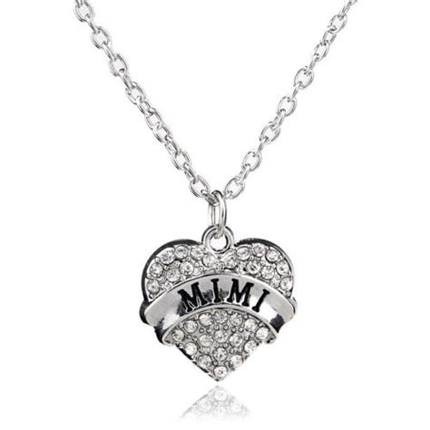 Mimi Silver Necklace Girl With Shiny Studded Clear Crystal Heart