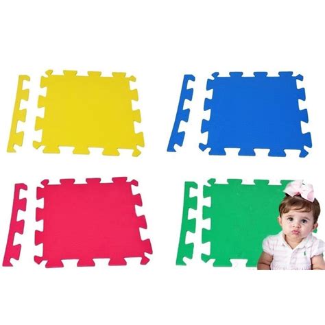 Kit 12 Placas Tatame 50x50x1cm Tapete Eva Infantil MadeiraMadeira