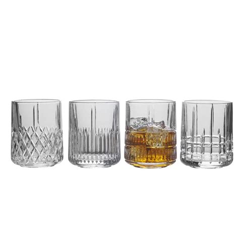 Carrick Set Of 4 Double Old Fashioned Whiskey Glasses Mikasa