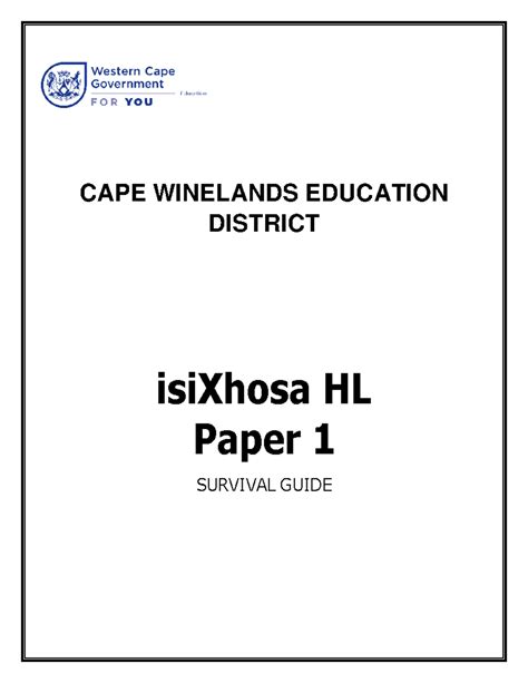 Isi Xhosa HL P1 Survival Kit - CAPE WINELANDS EDUCATION DISTRICT