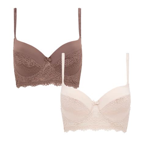 2 Pack Lace Longline Bra René Rofé