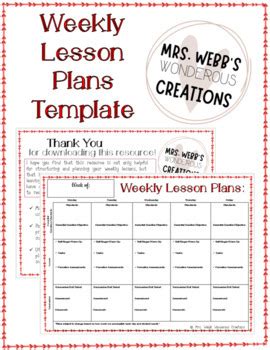 Free Editable Weekly Lesson Plan Template By Mrs Webb S Wonderous Creations