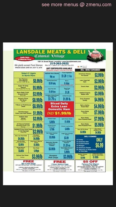 Online Menu of Lansdale Meats and Deli Restaurant, Lansdale ...