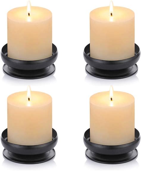 Pcs Of 4 Spike Candle Holder Iron Candle Plate Pillar Candle Holder Black