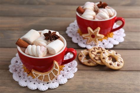Premium Photo Cups Of Hot Chocolate With Marshmallows