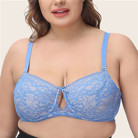 Lolmot Women S Sheer Lace Balconette Unlined Underwire Plus Size Push