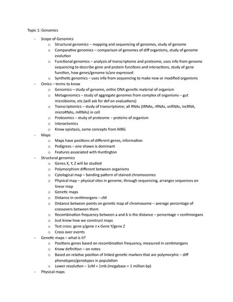 MCB2050 Topic 1 Genomics Topic 1 Genomics Scope Of Genomics O