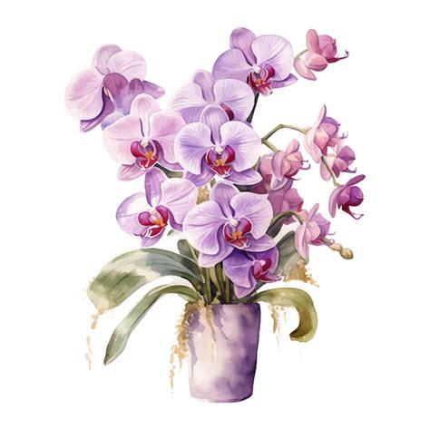 Premium Vector Orchid Flower Set Watercolor Illustration