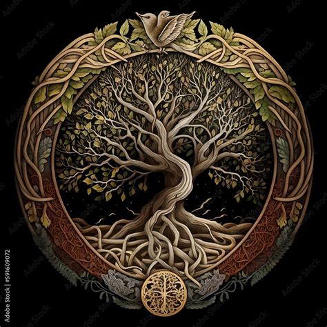 Yggdrasil The Tree Of Life In Norse Mythology Stock Illustration Adobe Stock