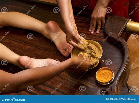 Traditional Indian Ayurvedic Oil Foot Massage Stock Photo Image Of