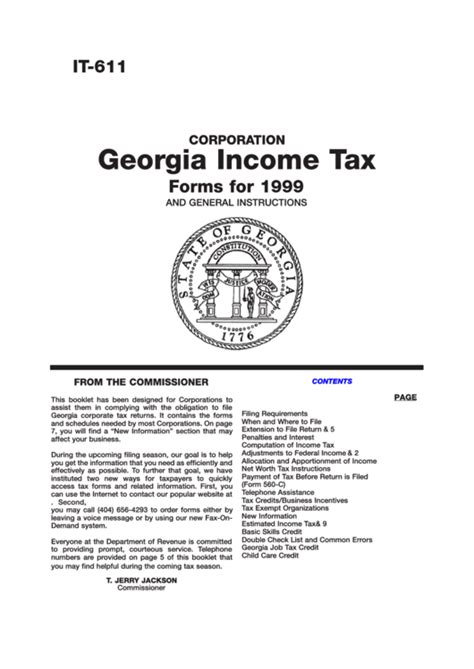 Form It 611 Georgia Income Tax Forms And General Instructions