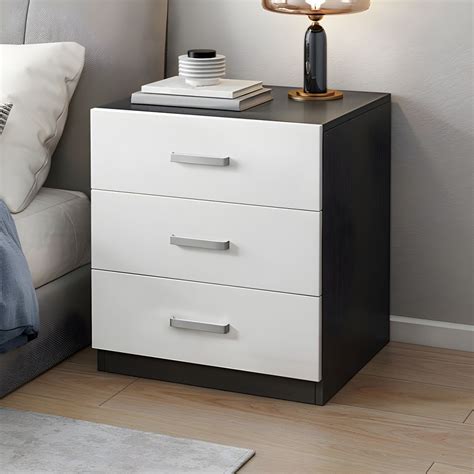 Contemporary Drawers Included Night Table Solid Wood Nightstand - Black ...