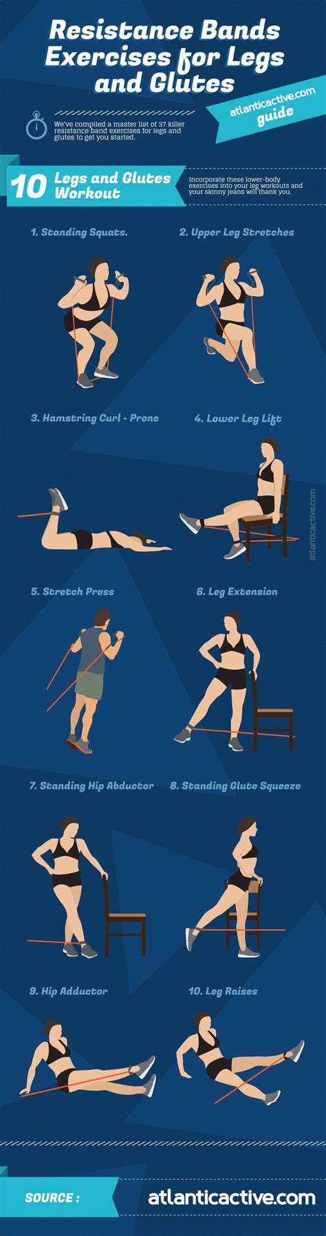 The 18 Best Resistance Band Exercises For Legs And Glutes Infographics