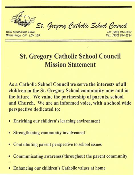 ~ St, St. Gregory Catholic School Council Mission Statement