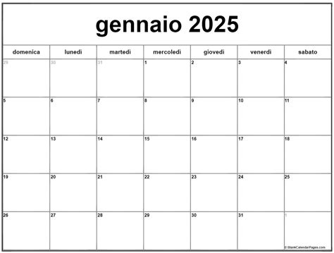 Gennaio 2025 Calendario Gratis Italiano Calendario Gennaio