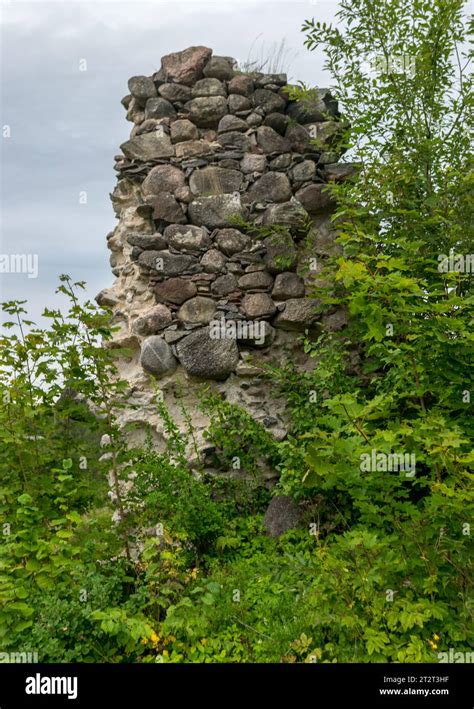 Old Medieval Stone Castle Ruins Ergeme Castle Ruins Latvia Stock