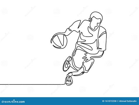 Basketball Continuous One Line Drawing Vector Illustration Athlete