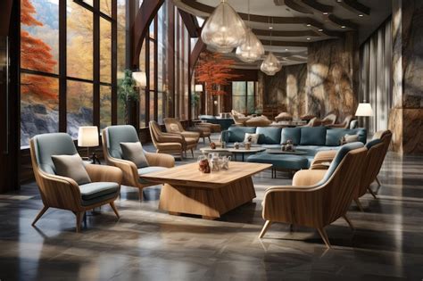 Premium Photo | Hotel lobby with Scandinavian style furniture ...