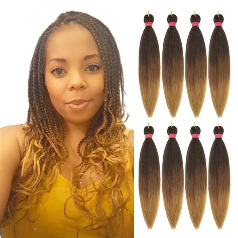 Fayeta Ombre Pre Stretched Braiding Hair 24 8 Packs Silky Color Blend Braid Hair Extensions