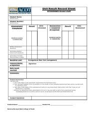 SITXHRM002 Learner Workbook V1 1 ACOT Docx Unit Result Record Sheet