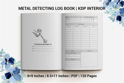 Metal Detecting Log Book KDP INTERIOR Graphic By H T Hut Creative