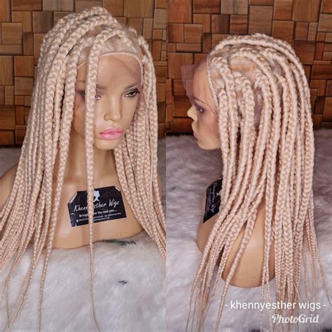 Full Lace Wig Blonde Jumbo Box Braid Khennyesther Wigs