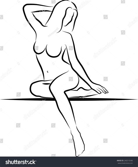 Sketch Naked Woman Sitting Stock Vector Royalty Free 240215548 Shutterstock