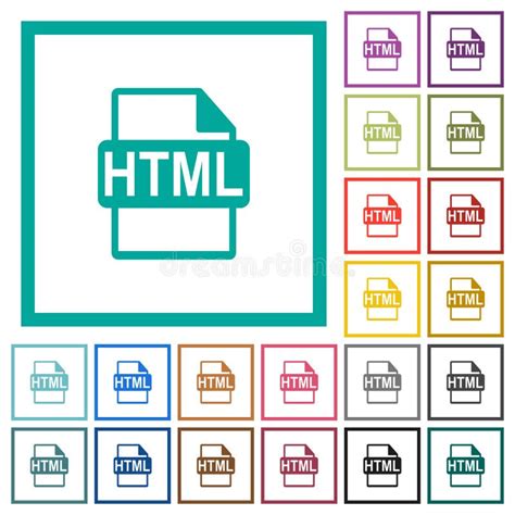 Formato De Archivo Html Iconos De Color Plano Con Marcos Cuadrantes