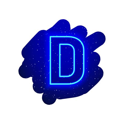 Led Blue Glow Neon Font Realistic Neon Explosion Letter D Alphabet Of