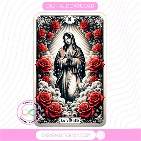 La Virgen Latina PNG Chicana PNG Tarot Card Digital Files Dtf Uvdtf Tumbler Mug T Shirt PNG