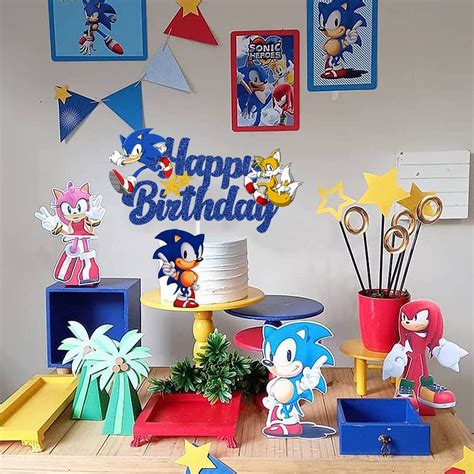 Buy Gogoparty Blue Hedgehog Happy Birthday Cake Topper Sonic Cake