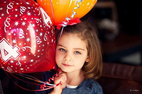 Happy Girl With 4 Year Old Birthday Balloons With Images Unique Birthday Wishes Birthday