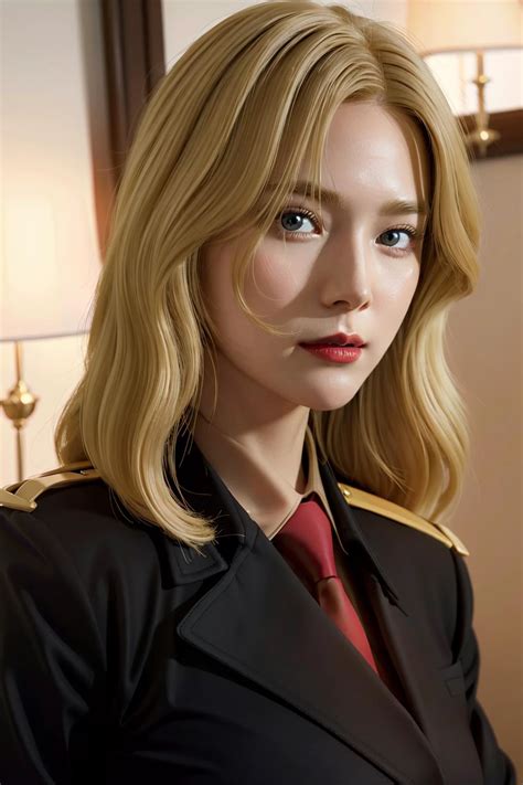 Arafed Image Of A Woman With Blonde Hair And A Red Tie Seaart Ai