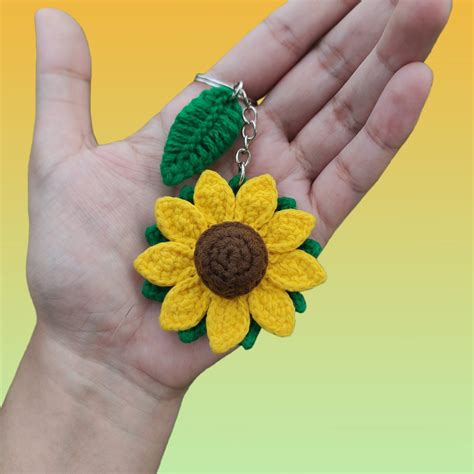 Crochet Pattern Pdf Mini Sunflower Keychain Etsy