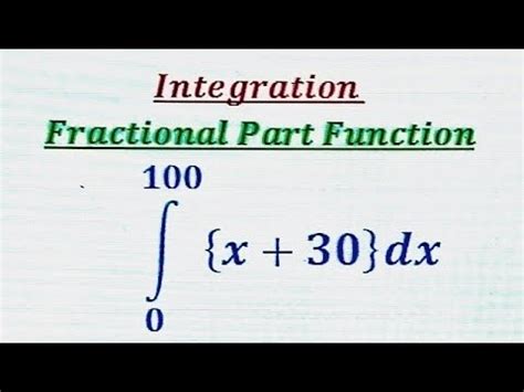 Definite Integral Of Fractional Part Function Part Youtube